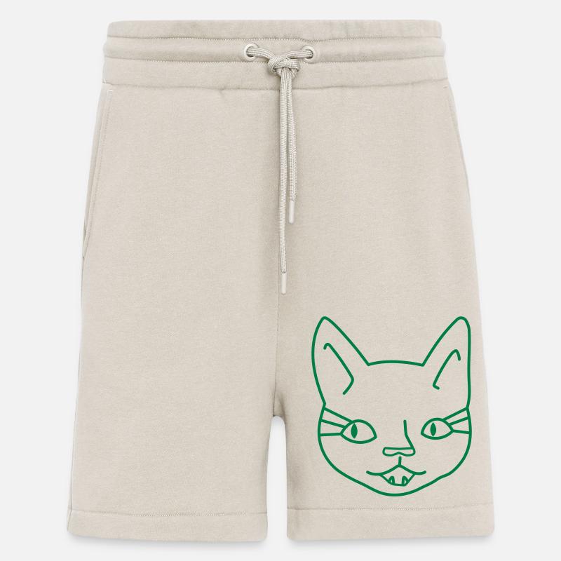 visage de fille chat - Short bio décontracté fabriqué en UE - WARM CLAY