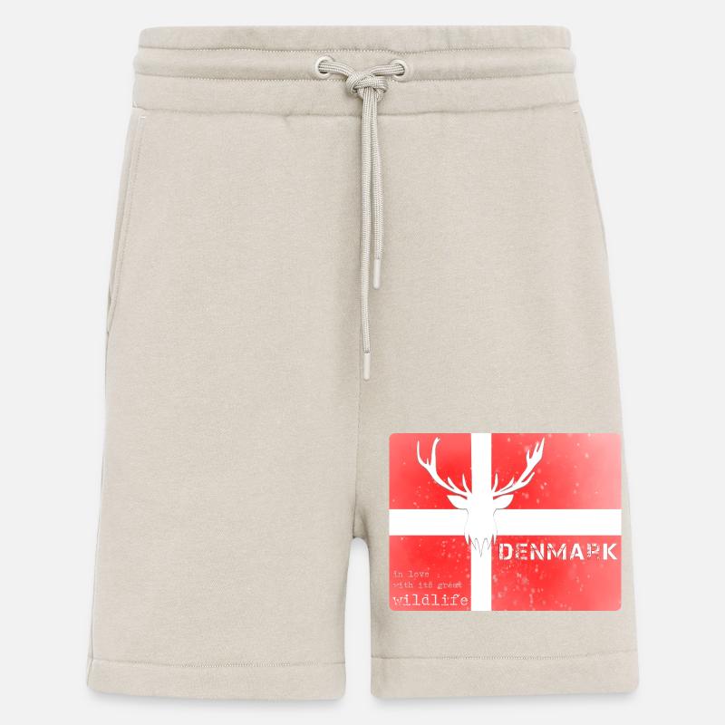 Danemark faune Drapeau Cerf - Short bio décontracté fabriqué en UE - WARM CLAY