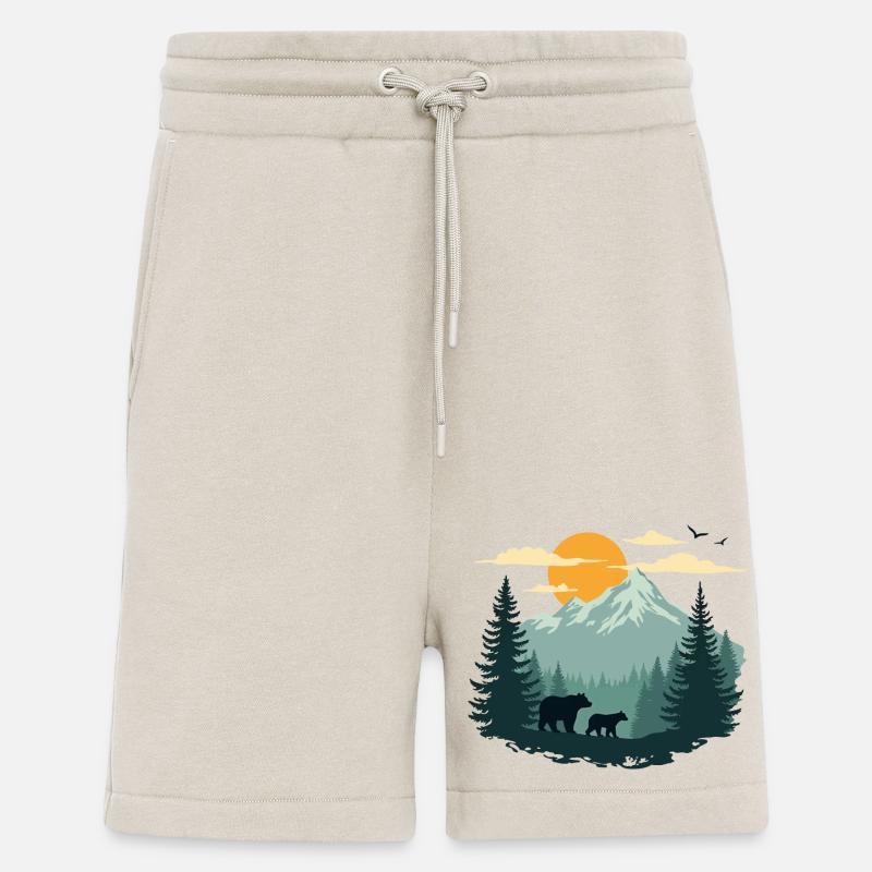 Forest Landscape and Bears - Shorts - made by SPREAD - WARM CLAY