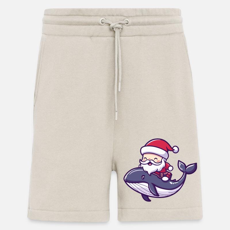 Baleine Père Noël Dessin animé - Short bio décontracté fabriqué en UE - WARM CLAY