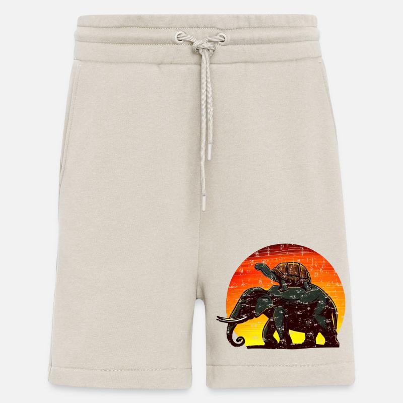 Elephant Turtle Sunset Design - Short bio décontracté fabriqué en UE - WARM CLAY