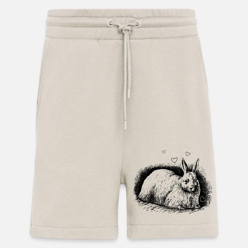 Lapin rétro avec coeurs noir - Short bio décontracté fabriqué en UE - WARM CLAY