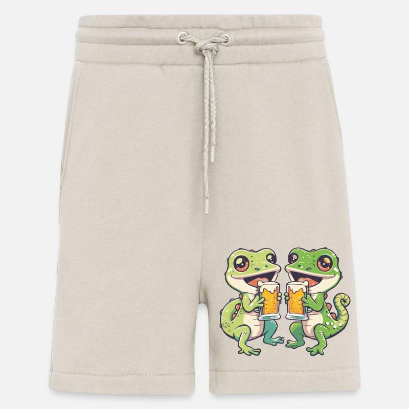 Lizard Comic Beer Party Drinking - Shorts - made by SPREAD - WARM CLAY