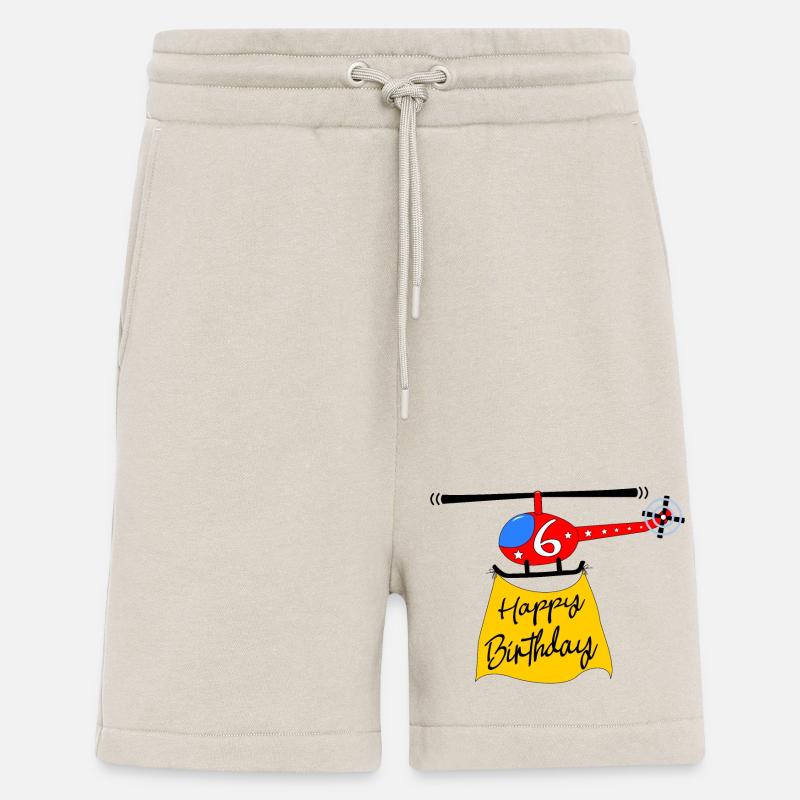 Hélicoptère Joyeux anniversaire 6 - Short bio décontracté fabriqué en UE - WARM CLAY