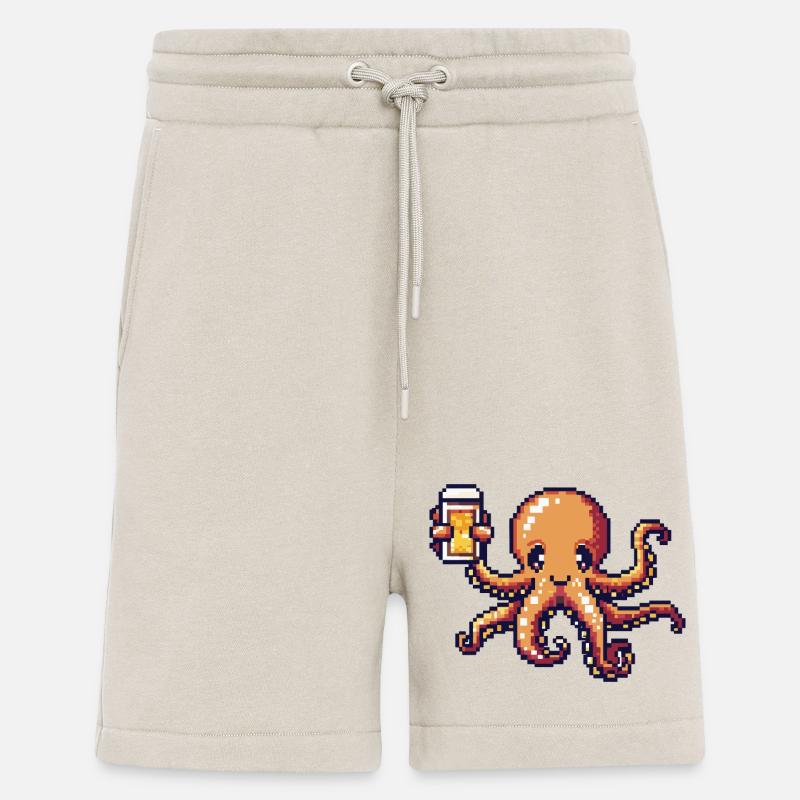 Oktopus Bier Pixel - Shorts - made by SPREAD - WARM CLAY