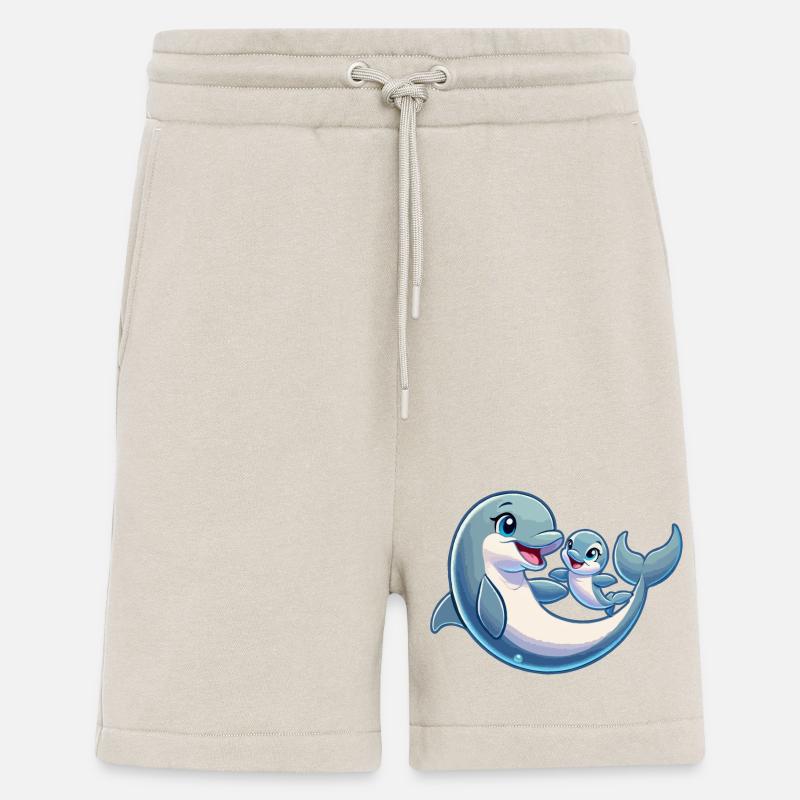 Delfinmutter und Kind beim Herumtollen - Shorts - made by SPREAD - WARM CLAY