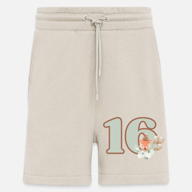 16e anniversaire renard fleurs - Short bio décontracté fabriqué en UE - WARM CLAY