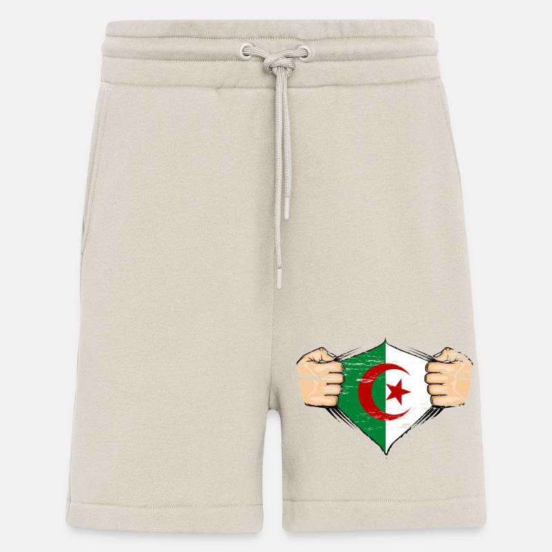Drapeau de l’Algérie utilisé - Short bio décontracté fabriqué en UE - WARM CLAY