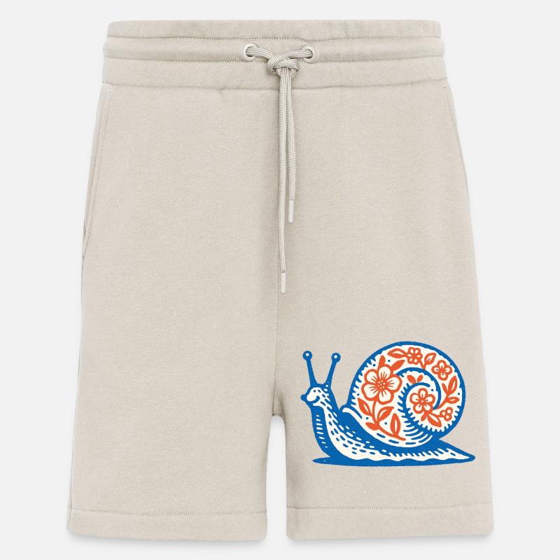 Retro Blue and Red Snail - Shorts - made by SPREAD - WARM CLAY