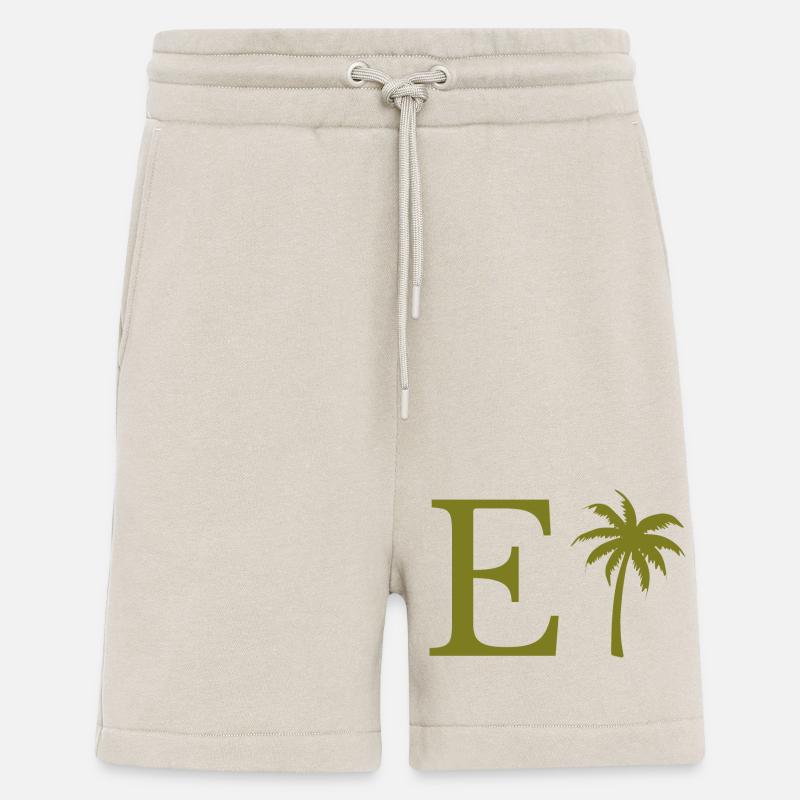 Lettre e vert Palm - Short bio décontracté fabriqué en UE - WARM CLAY