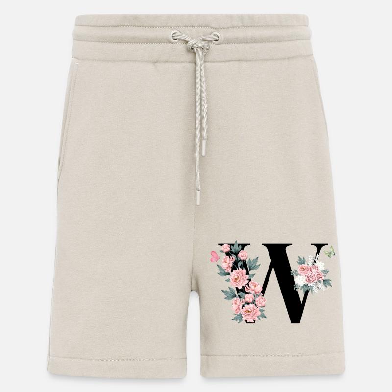 Lettre w fleurs rose - Short bio décontracté fabriqué en UE - WARM CLAY