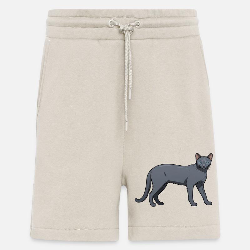 Bleu Russe - Chat mignon Sticker - Short bio décontracté fabriqué en UE - WARM CLAY