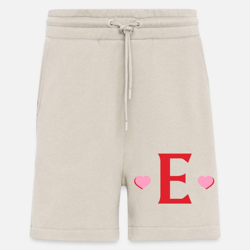 Lettre e cœurs rouges - Short bio décontracté fabriqué en UE - WARM CLAY