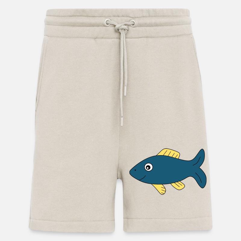 blue fish comic fish - Shorts - made by SPREAD - WARM CLAY