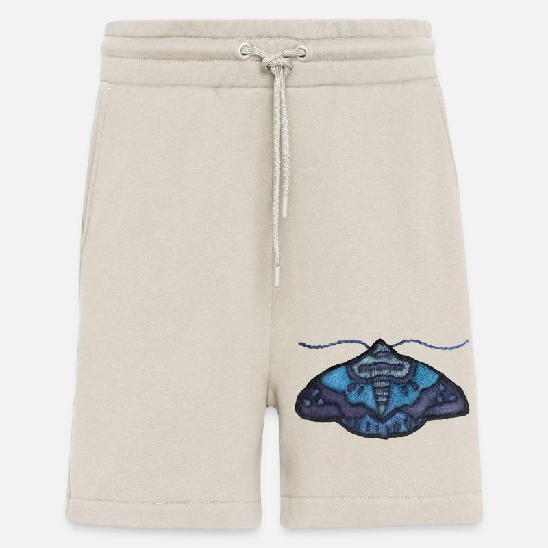 Blue moth – unique embroidered pattern - Shorts - made by SPREAD - WARM CLAY