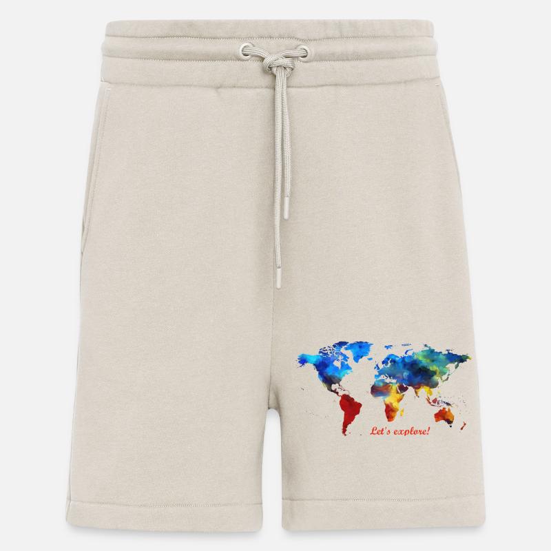 Lets explore! Weltkarte - Shorts - made by SPREAD - WARM CLAY