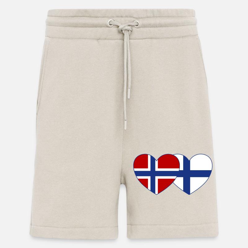 Norvège Finlande Flag Coeur - Short bio décontracté fabriqué en UE - WARM CLAY