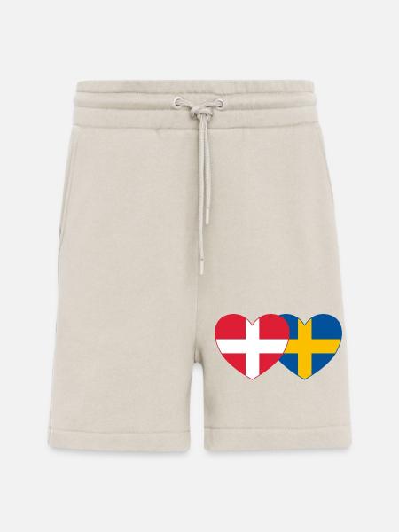 Denmark Sweden Flag Heart - Shorts - made by SPREAD - WARM CLAY