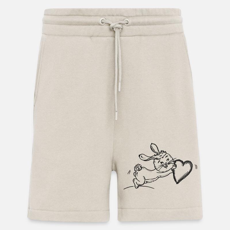 Petit lapin mignon avec cœur - Short bio décontracté fabriqué en UE - WARM CLAY