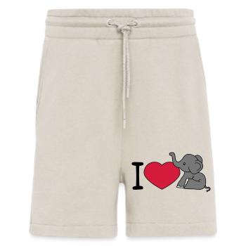 elefant i love liebe herz sitzend suess kalb klein - Shorts - made by SPREAD - WARM CLAY - Vorne