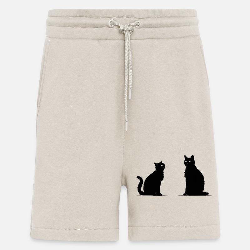 Silhouette noire de deux chats. - Short bio décontracté fabriqué en UE - WARM CLAY