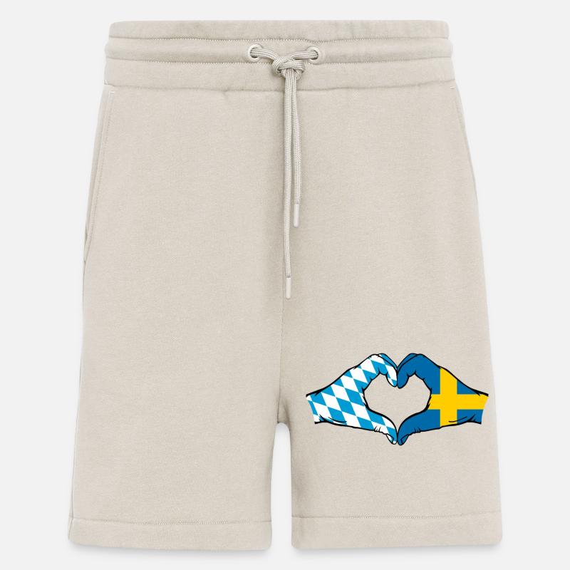 Bavière, Suède, Drapeau, Aiguilles, Coeur - Short bio décontracté fabriqué en UE - WARM CLAY