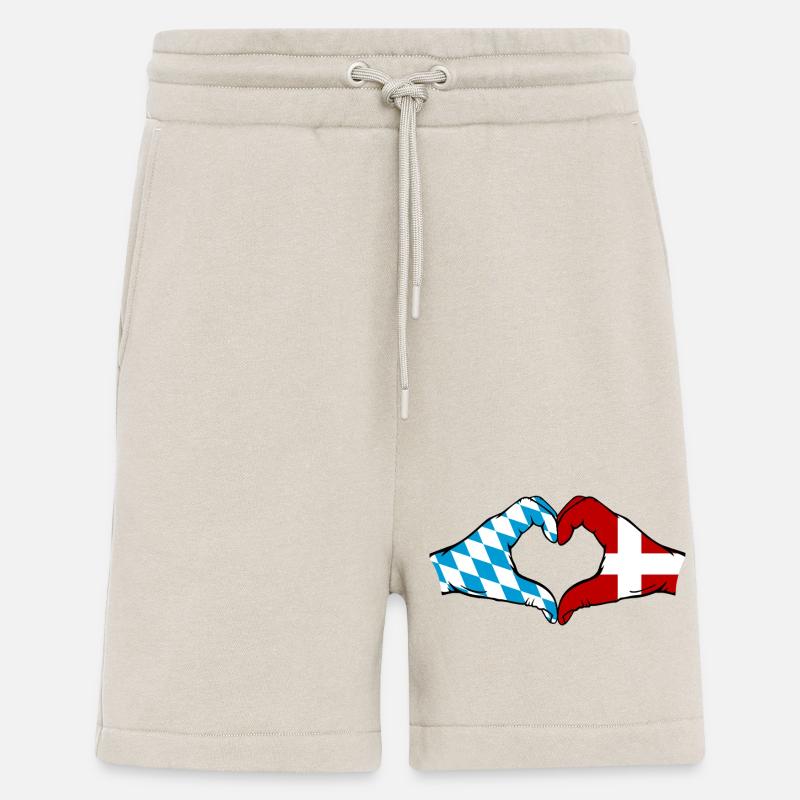 Bavière, Danemark, Drapeau, Mains, Coeur - Short bio décontracté fabriqué en UE - WARM CLAY