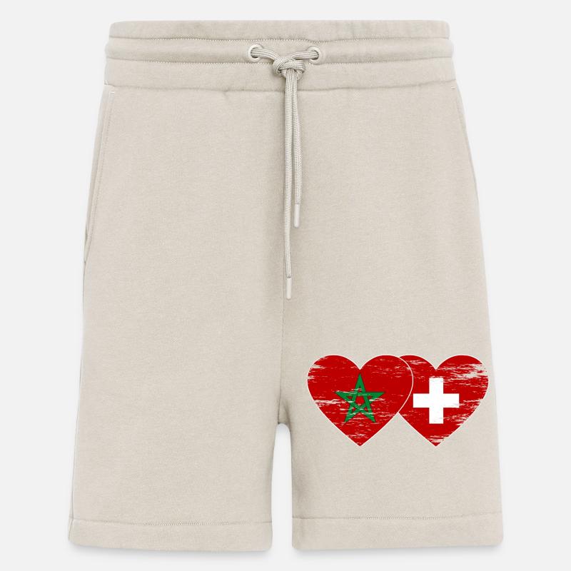 Maroc Suisse Drapeau Coeur utilisé - Short bio décontracté fabriqué en UE - WARM CLAY