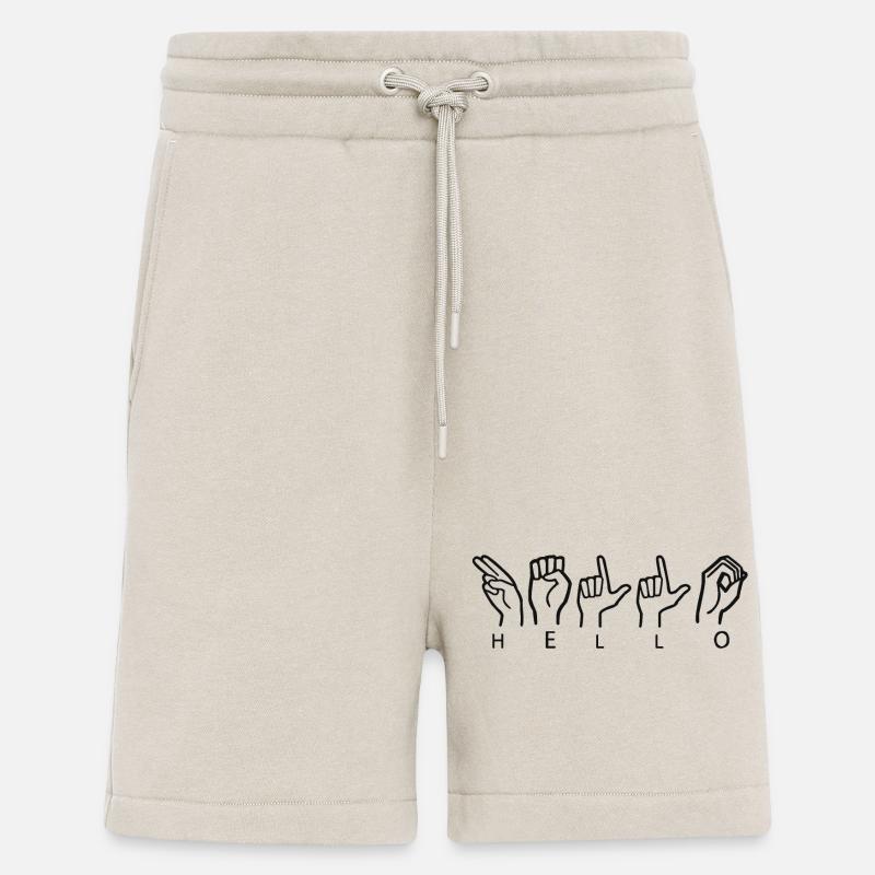 Zeichensprache Hello black - Shorts - made by SPREAD - WARM CLAY