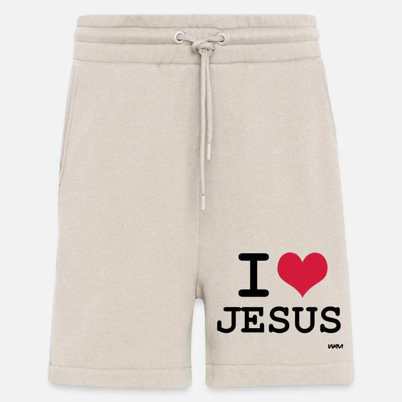 j'aime jésus par wam - Short bio décontracté fabriqué en UE - WARM CLAY