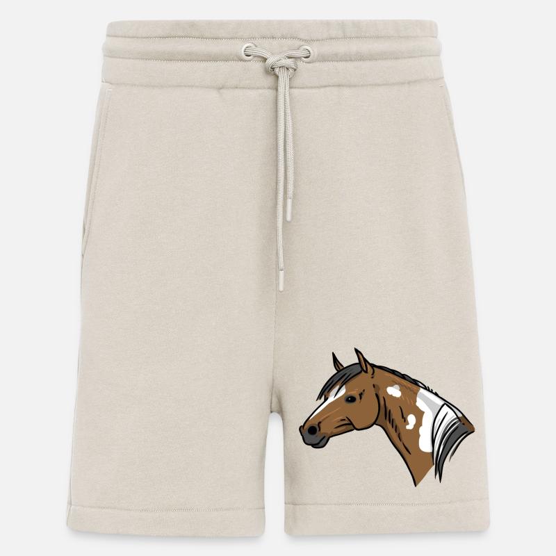 Pferdekopf Illustration Braun Weiß - Shorts - made by SPREAD - WARM CLAY