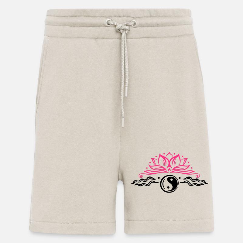 Lotus mit Yin & Yang Symbol - Short bio décontracté fabriqué en UE - WARM CLAY