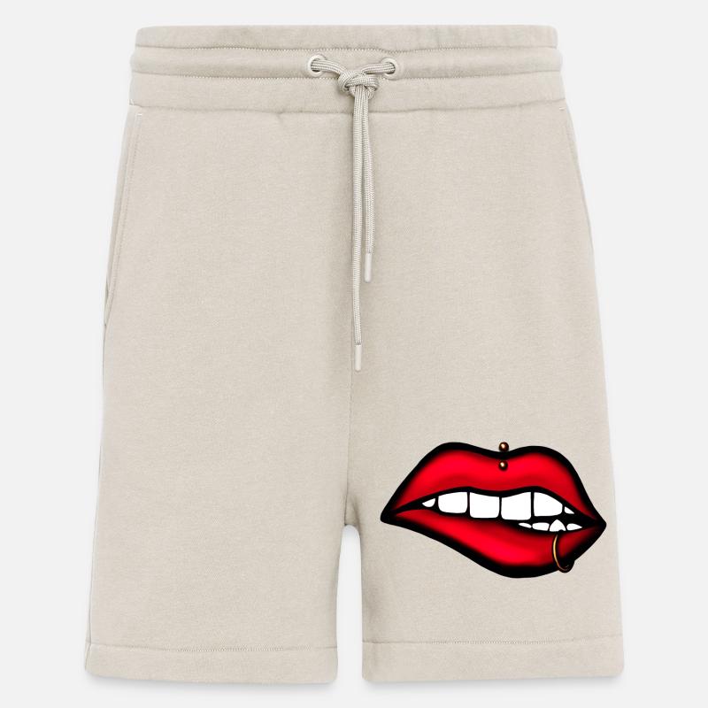 Lippen mit Piercing – Ästhetisches Design - Shorts - made by SPREAD - WARM CLAY
