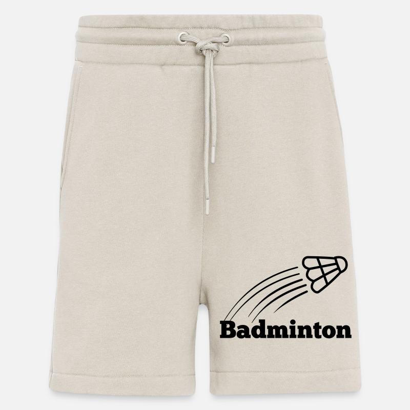 Badmintontext mit hochfliegendem Shuttle - Shorts - made by SPREAD - WARM CLAY