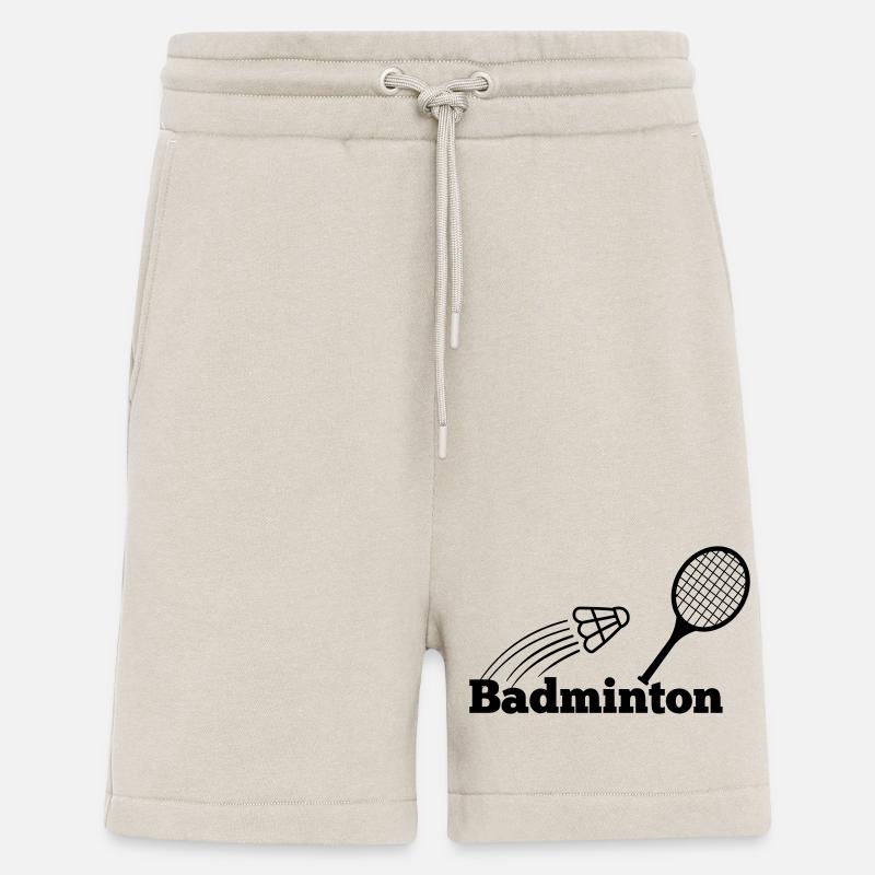Badminton text with shuttle and racket - Shorts - made by SPREAD - WARM CLAY