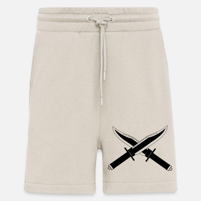 Deux couteaux croisés debout - Short bio décontracté fabriqué en UE - WARM CLAY