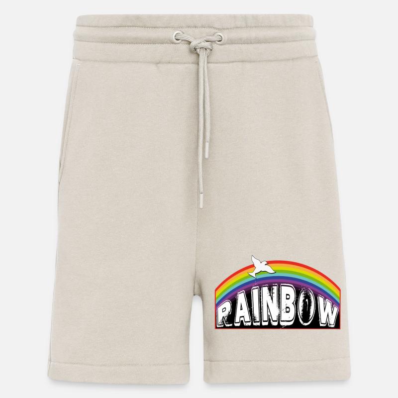 RAINBOW lettering with pigeon - Shorts - made by SPREAD - WARM CLAY