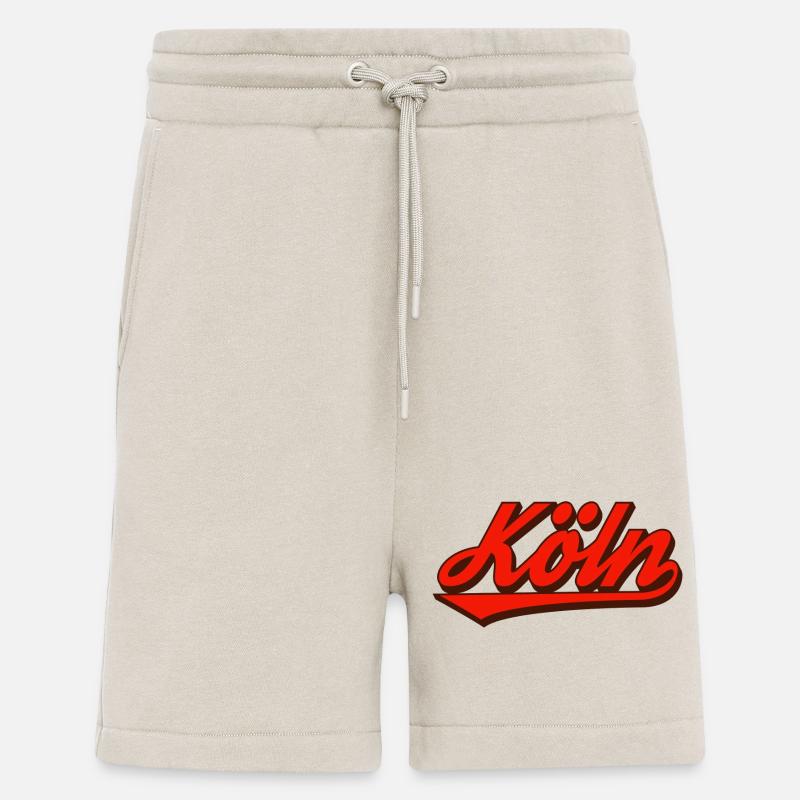 Logo rétro Script de Cologne Rouge - Short bio décontracté fabriqué en UE - WARM CLAY