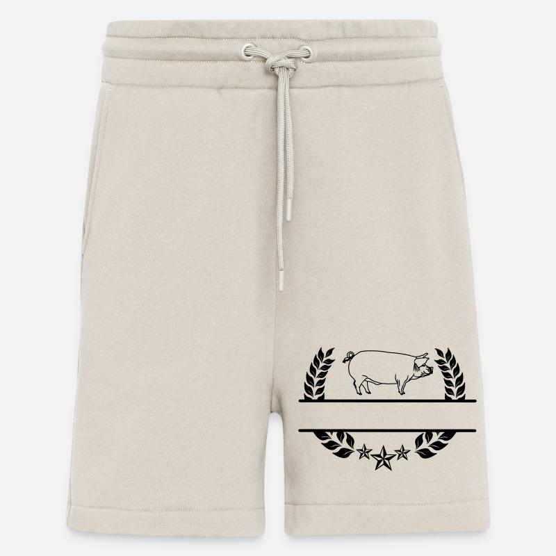 Transparent pig in laurel wreath. - Shorts - made by SPREAD - WARM CLAY