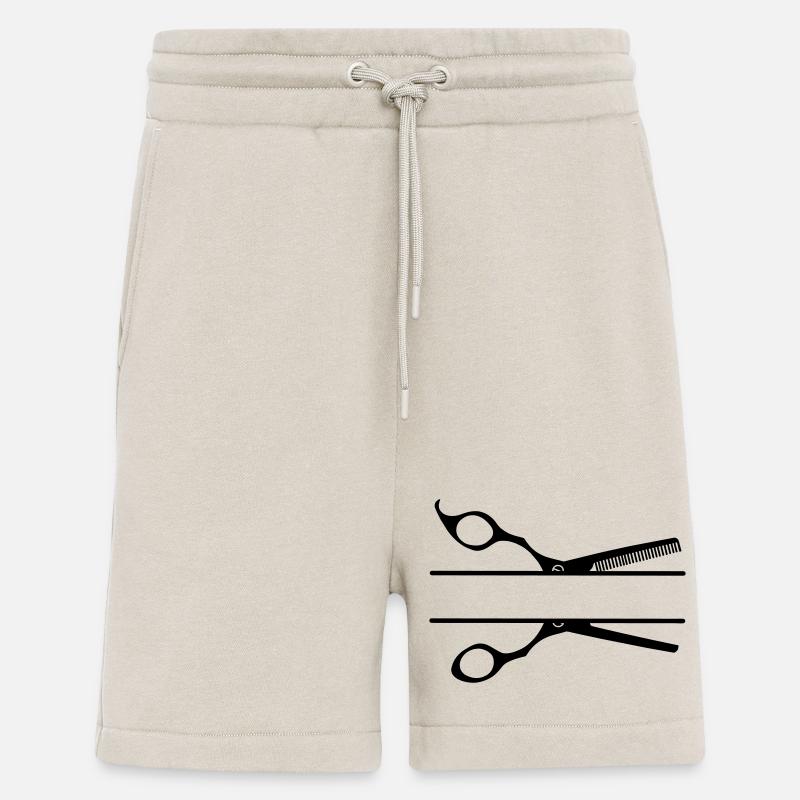 Bannière texte logo coiffeur peigne ciseaux - Short bio décontracté fabriqué en UE - WARM CLAY