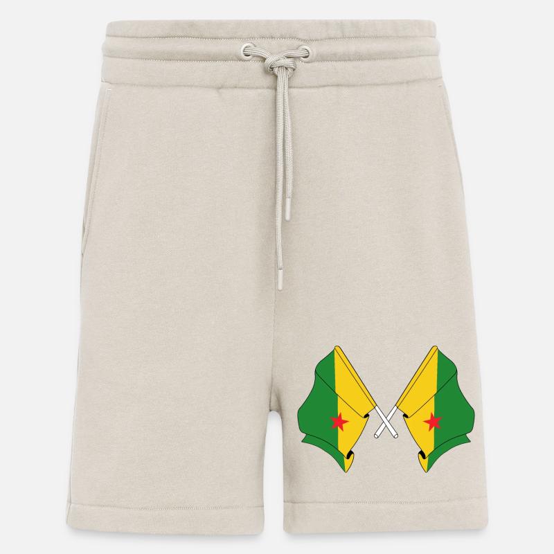 Deux drapeaux croisés de la Guyane - Short bio décontracté fabriqué en UE - WARM CLAY