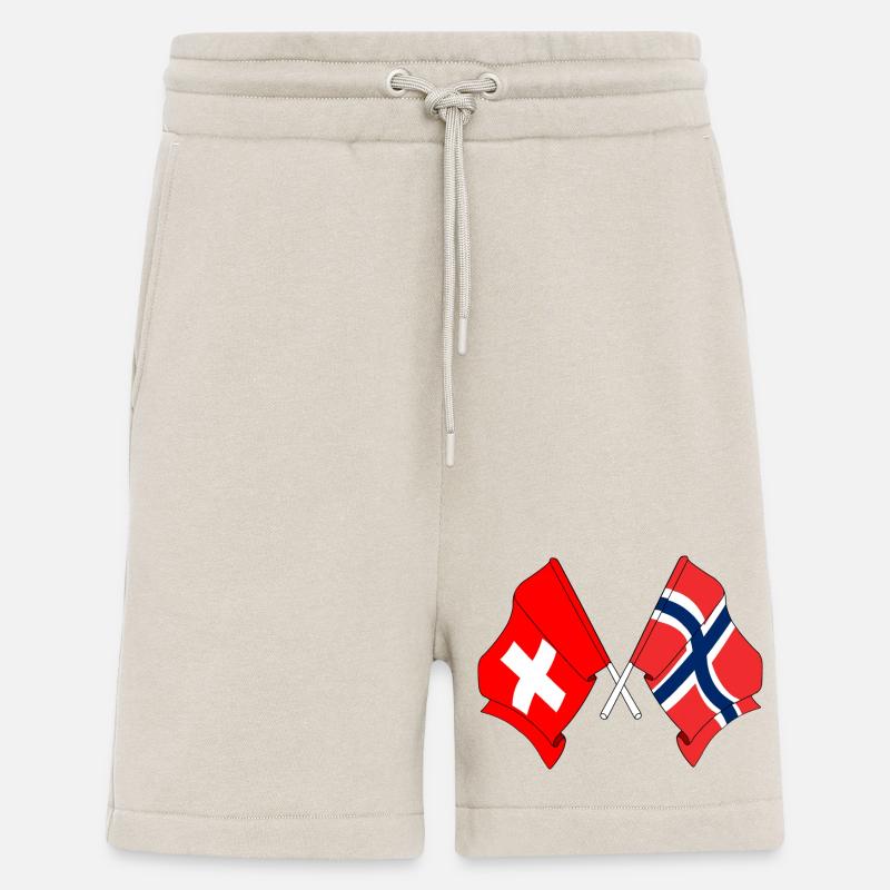 Drapeau de la Suisse et drapeau de la Norvège - Short bio décontracté fabriqué en UE - WARM CLAY