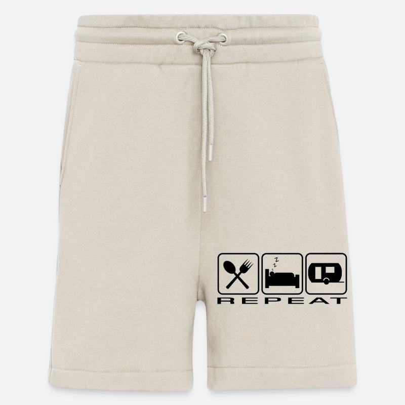 eat sleep camp repeat - Shorts - made by SPREAD - WARM CLAY