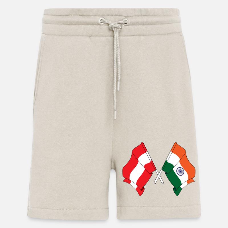 Drapeau Autriche, Drapeau Inde - Short bio décontracté fabriqué en UE - WARM CLAY