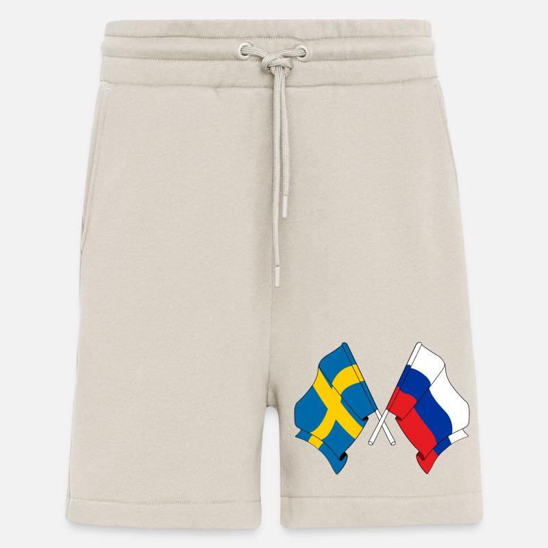 Drapeau Suède drapeau Russie - Short bio décontracté fabriqué en UE - WARM CLAY