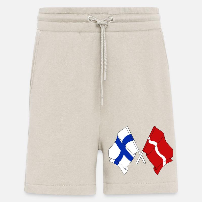 Drapeau Finlande, drapeau Lettonie - Short bio décontracté fabriqué en UE - WARM CLAY