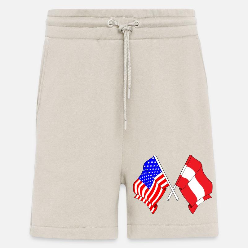 Drapeau des États-Unis, drapeau de l’Autriche - Short bio décontracté fabriqué en UE - WARM CLAY