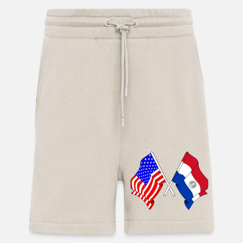 Drapeau des États-Unis, drapeau du Paraguay - Short bio décontracté fabriqué en UE - WARM CLAY
