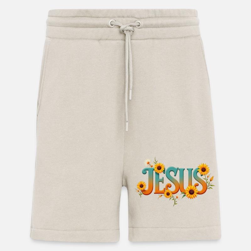 Motif de parole de Jésus fleuri - Short bio décontracté fabriqué en UE - WARM CLAY