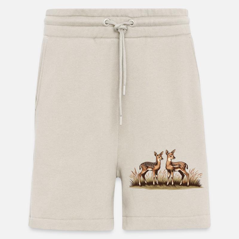 Cerf sur prairie - Short bio décontracté fabriqué en UE - WARM CLAY